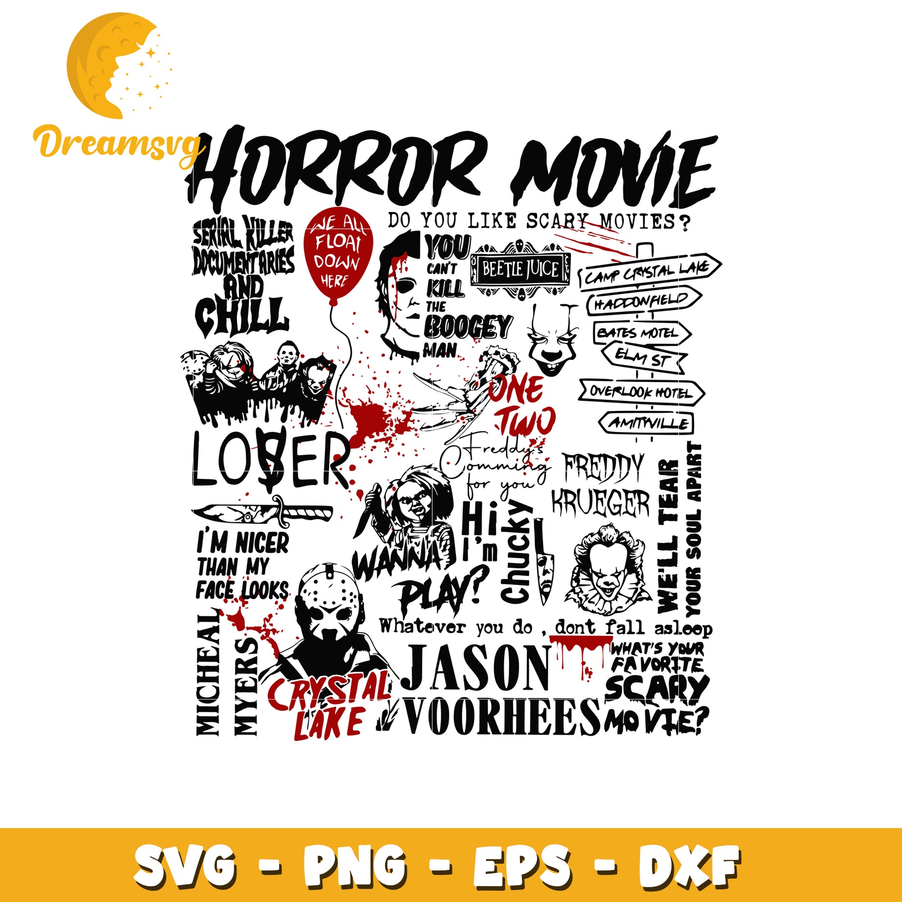 Horror movie characters svg, spooky halloween svg, trick or treat svg