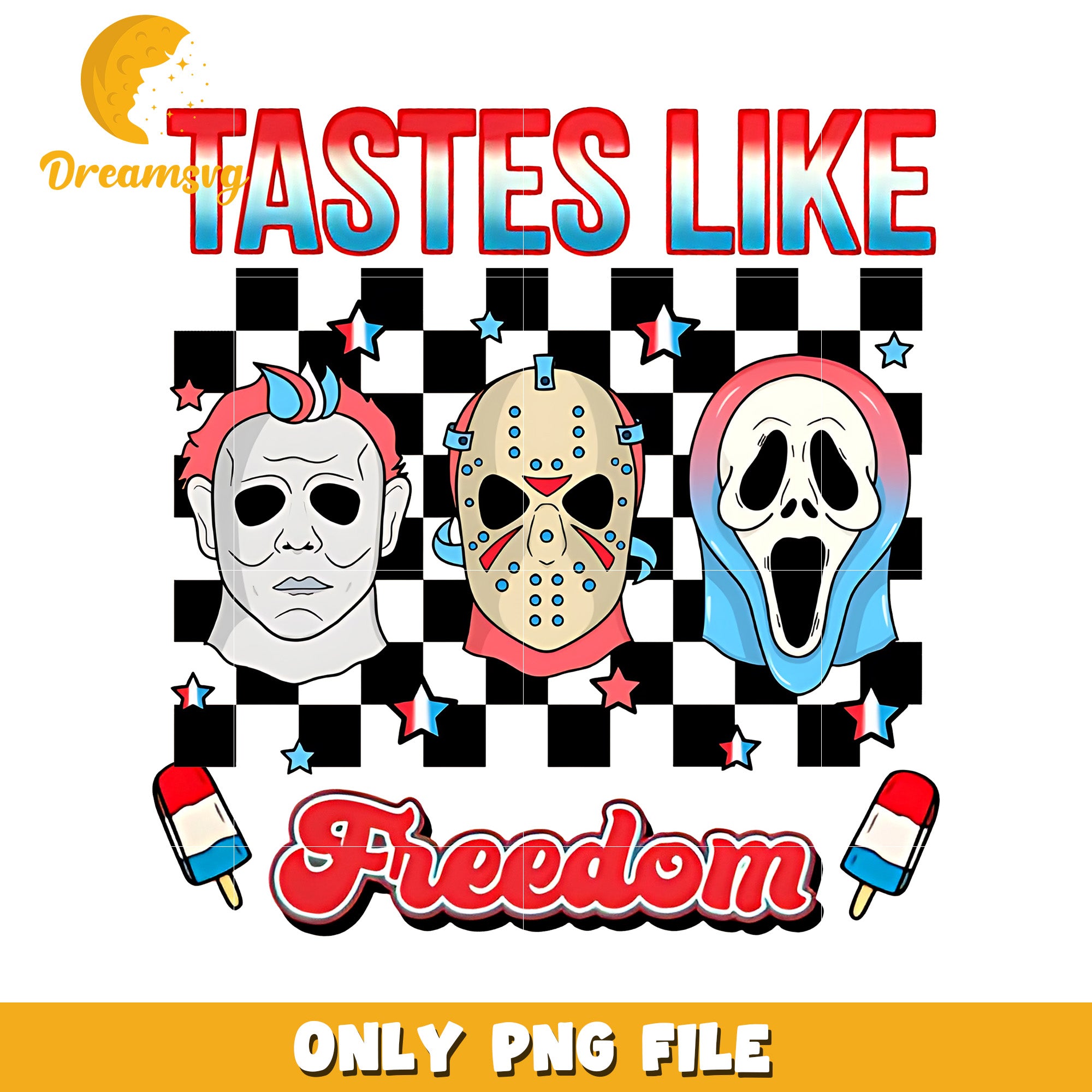Horror movie characters tastes like freedom png, 4th of july png, horror png