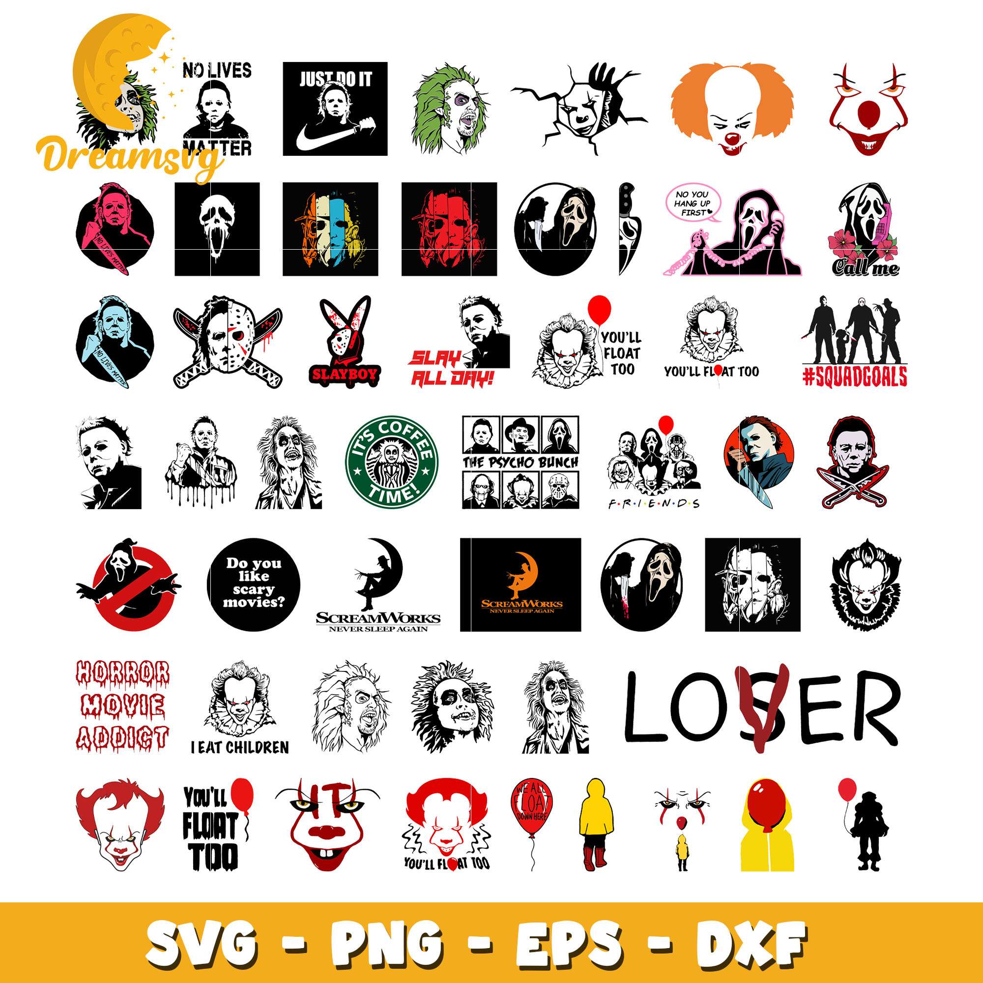 Horror movie design bundle svg, horror movie character​ svg