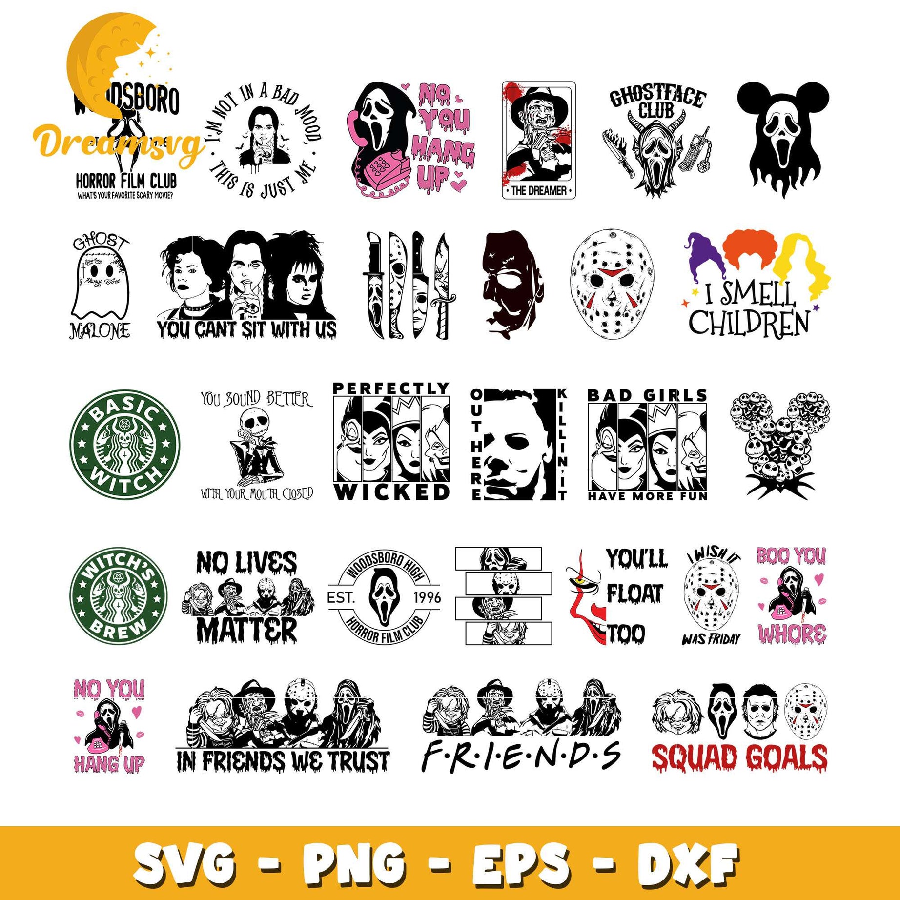 Horror movie friends logo bundle svg, horror movie characters svg