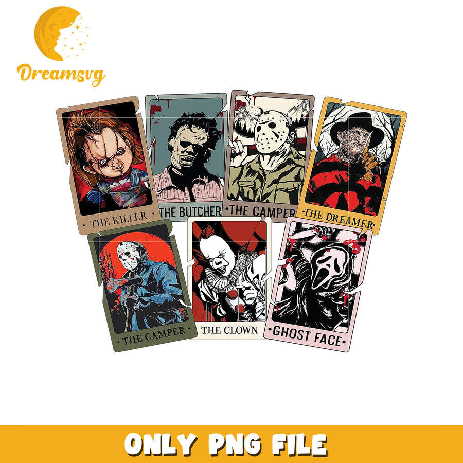 Horror movies characters halloween png, halloween toys png, halloween time png
