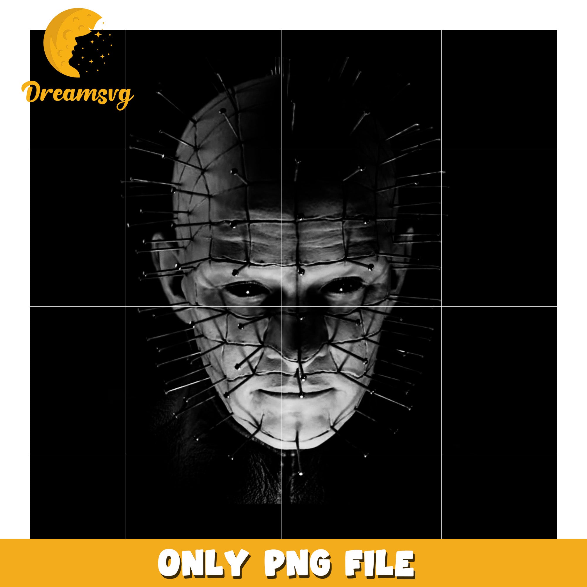 Horror pinhead design png, halloween png, halloween season png