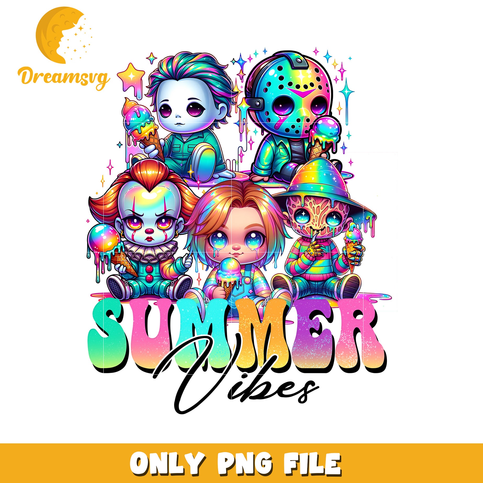 Horror summer png, summer time vibes png, killer horror png