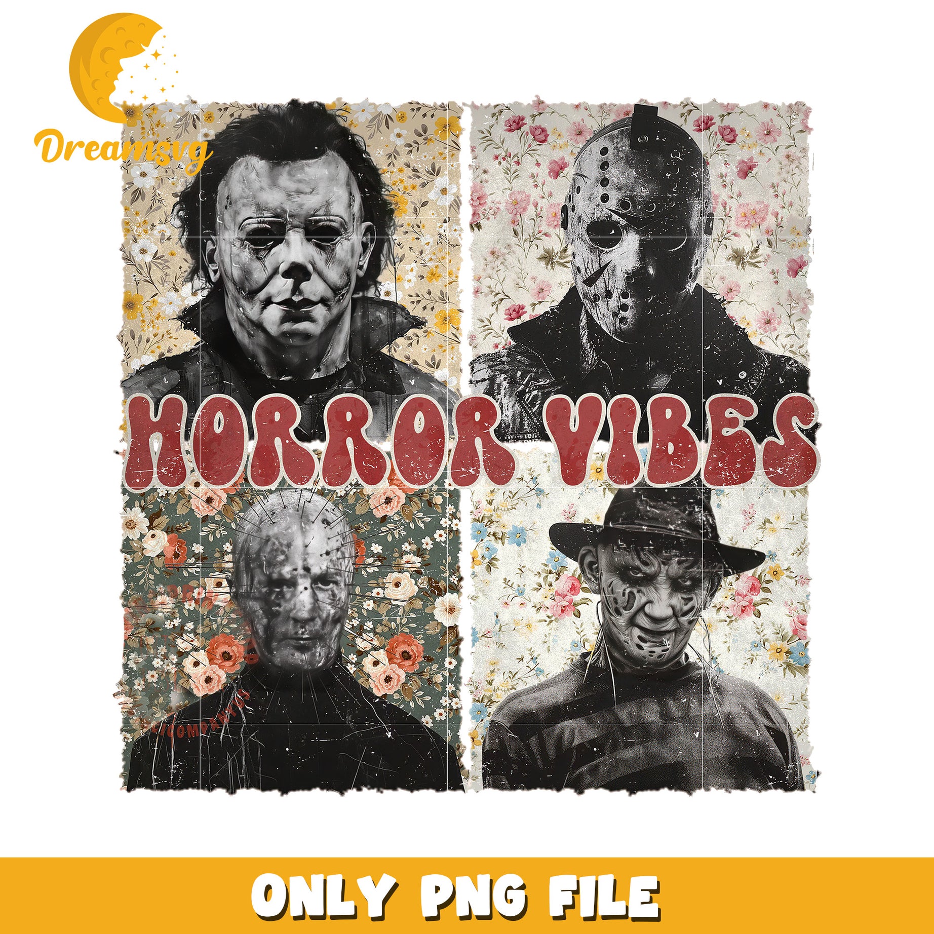 Horror vibes design png, halloween wallpaper png, happy halloween png