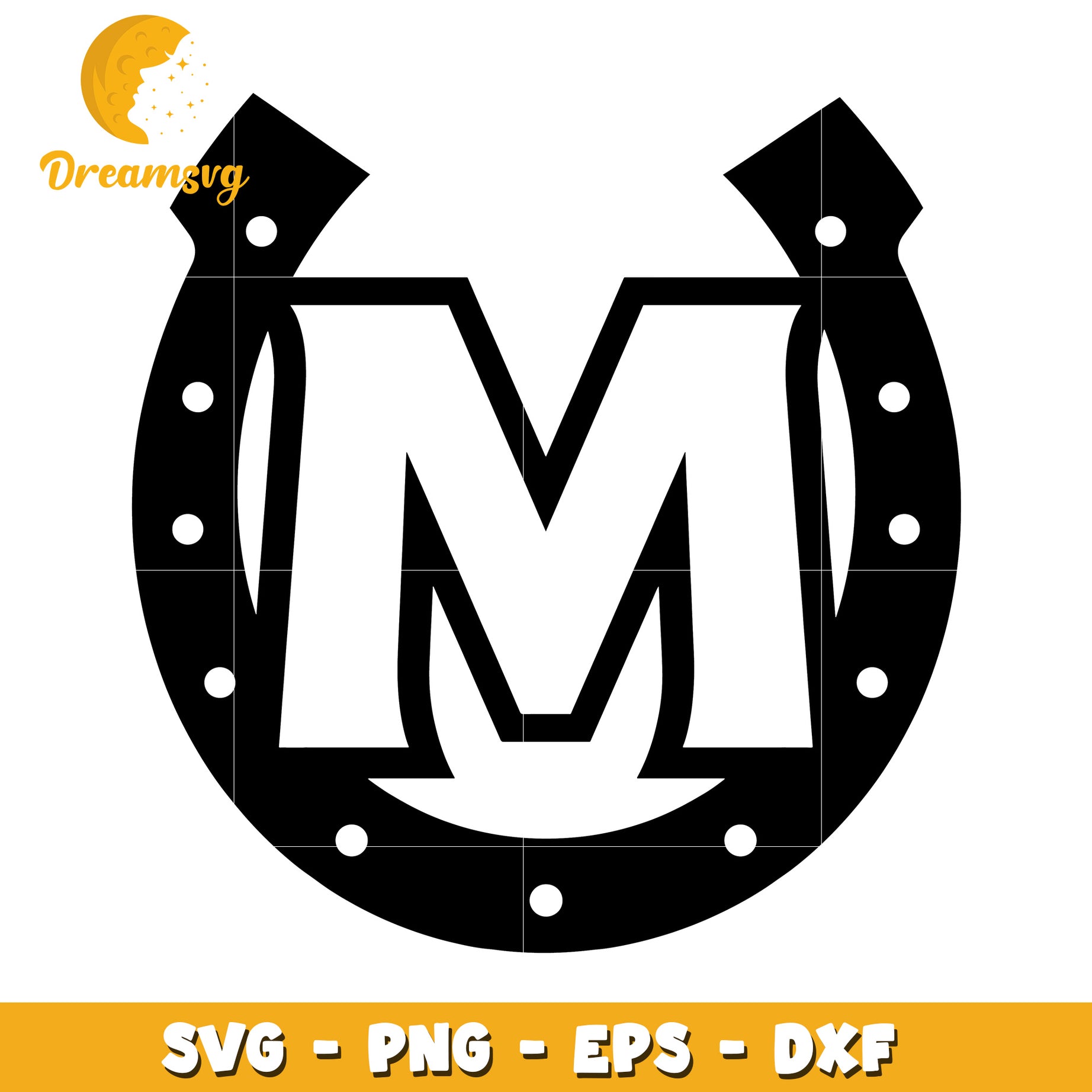 Horseshoe Letter M SVG PNG EPS DXF