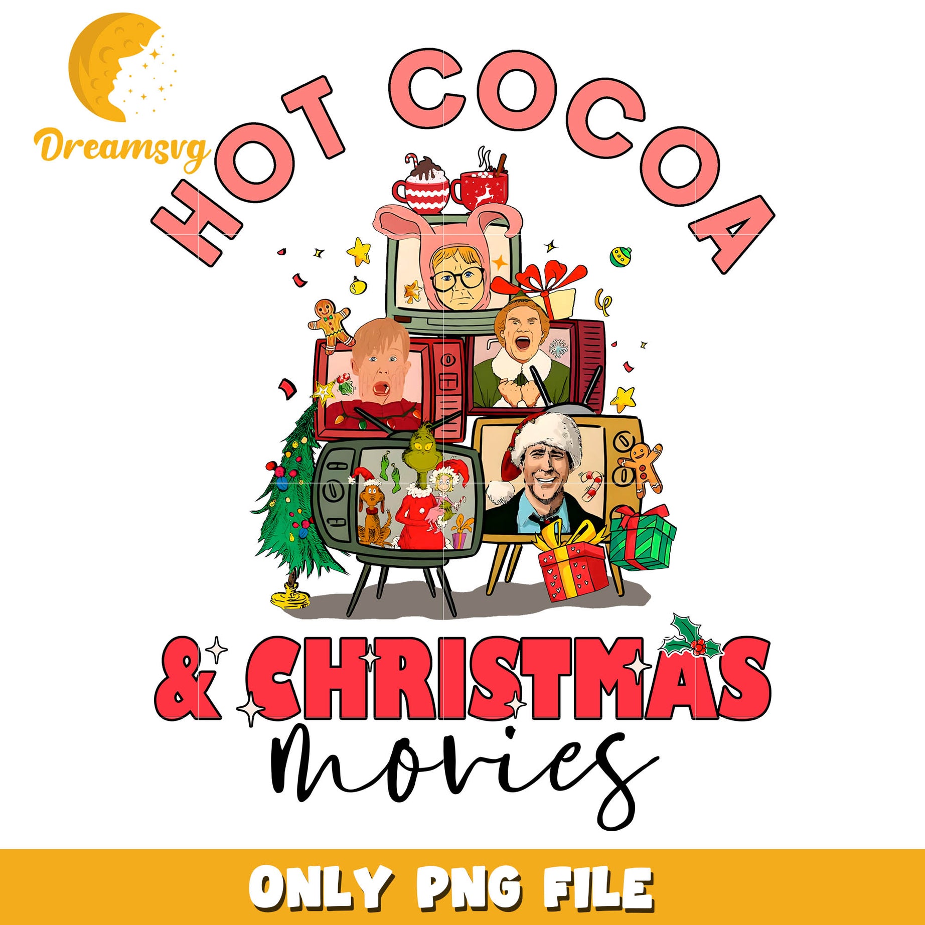 Hot cocoa and christmas movie png, hot cocoa bar png