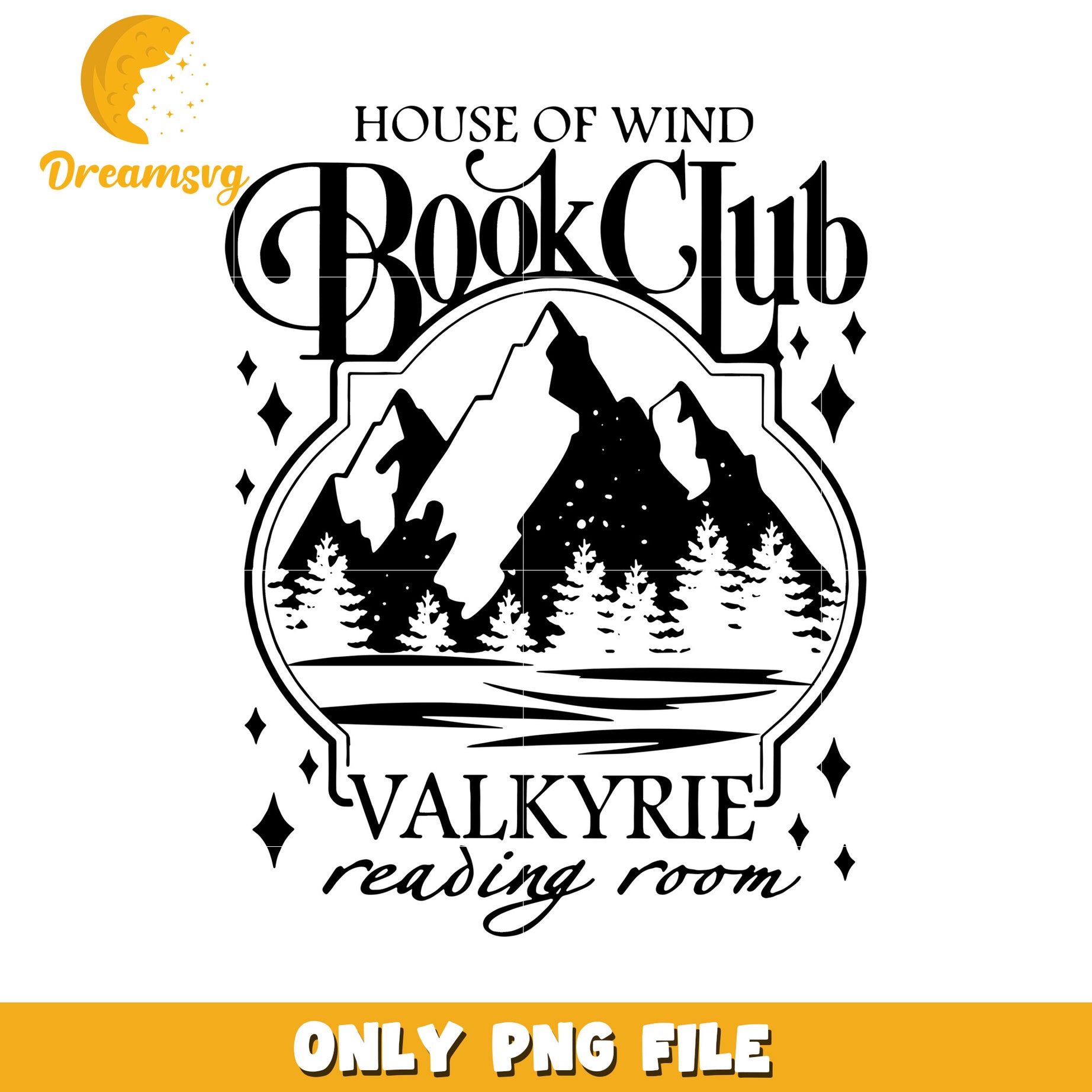 House of wind book club design png, night court reading png