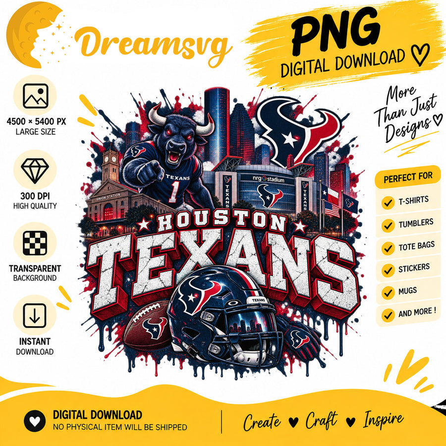 Houston Texans Bull Mascot Stadium Skyline Football PNG
