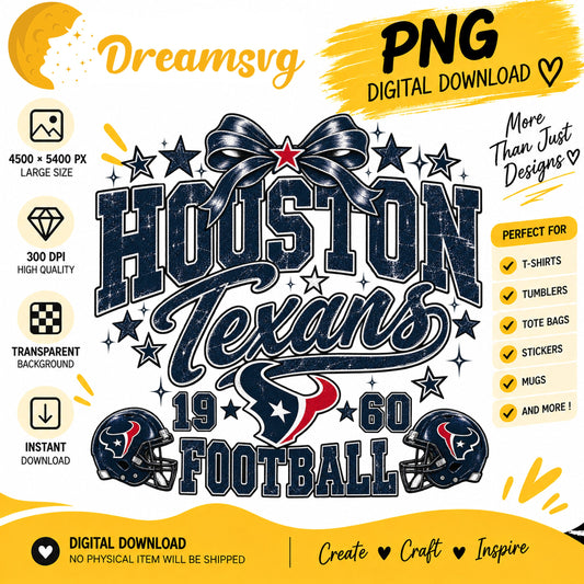Houston Texans Coquette Bow NFL Football 1960 PNG