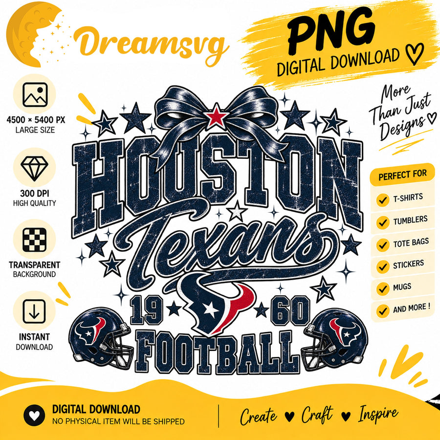 Houston Texans Coquette Bow NFL Football 1960 PNG
