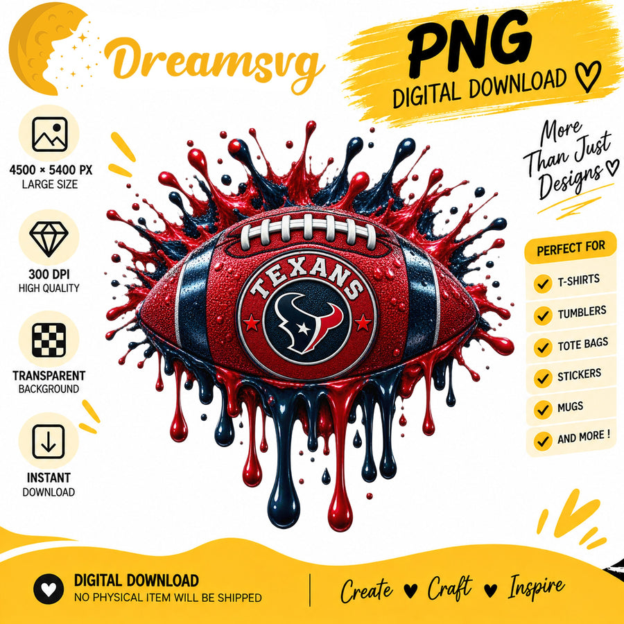 Houston Texans Dripping Paint Splash Football PNG