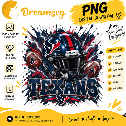 Houston Texans Football Helmet Splash Sublimation PNG