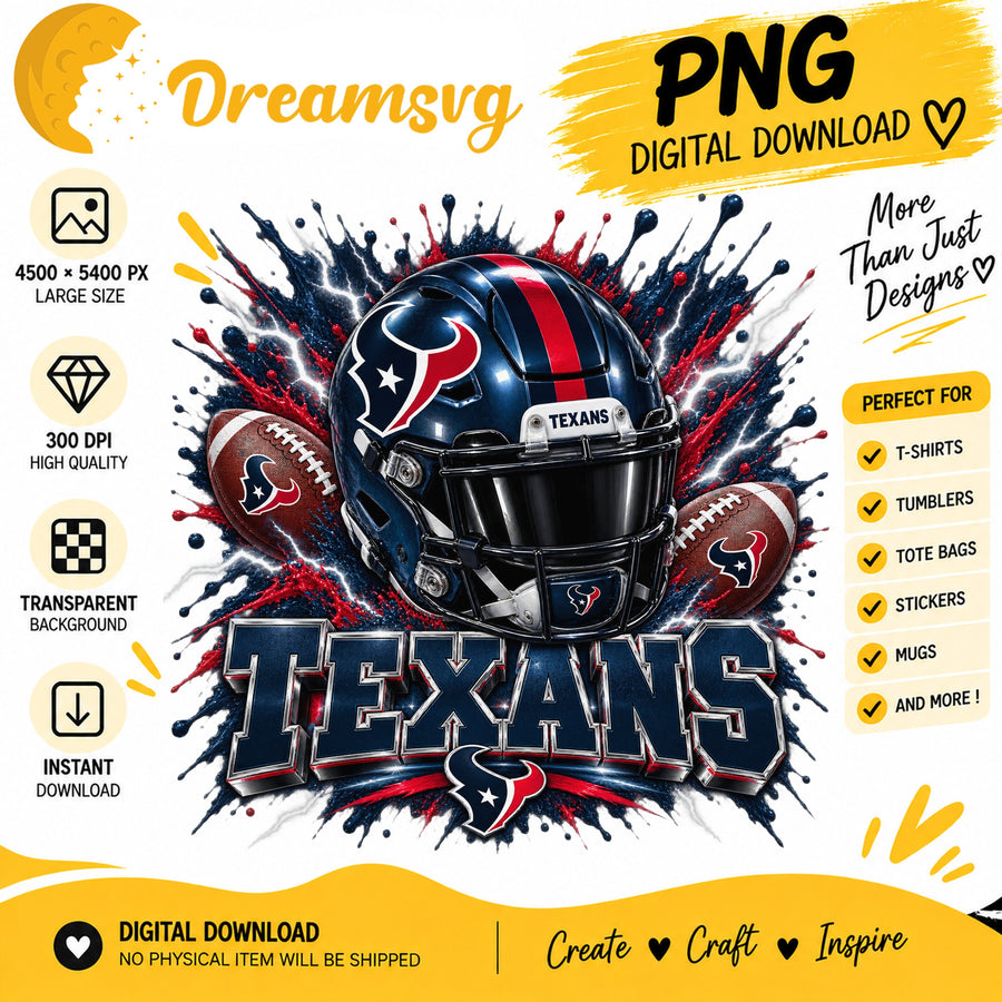 Houston Texans Football Helmet Splash Sublimation PNG