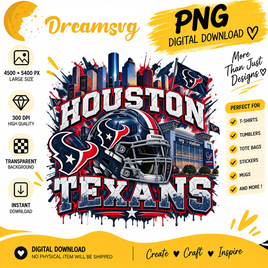Houston Texans Grunge Football City Skyline Stadium PNG