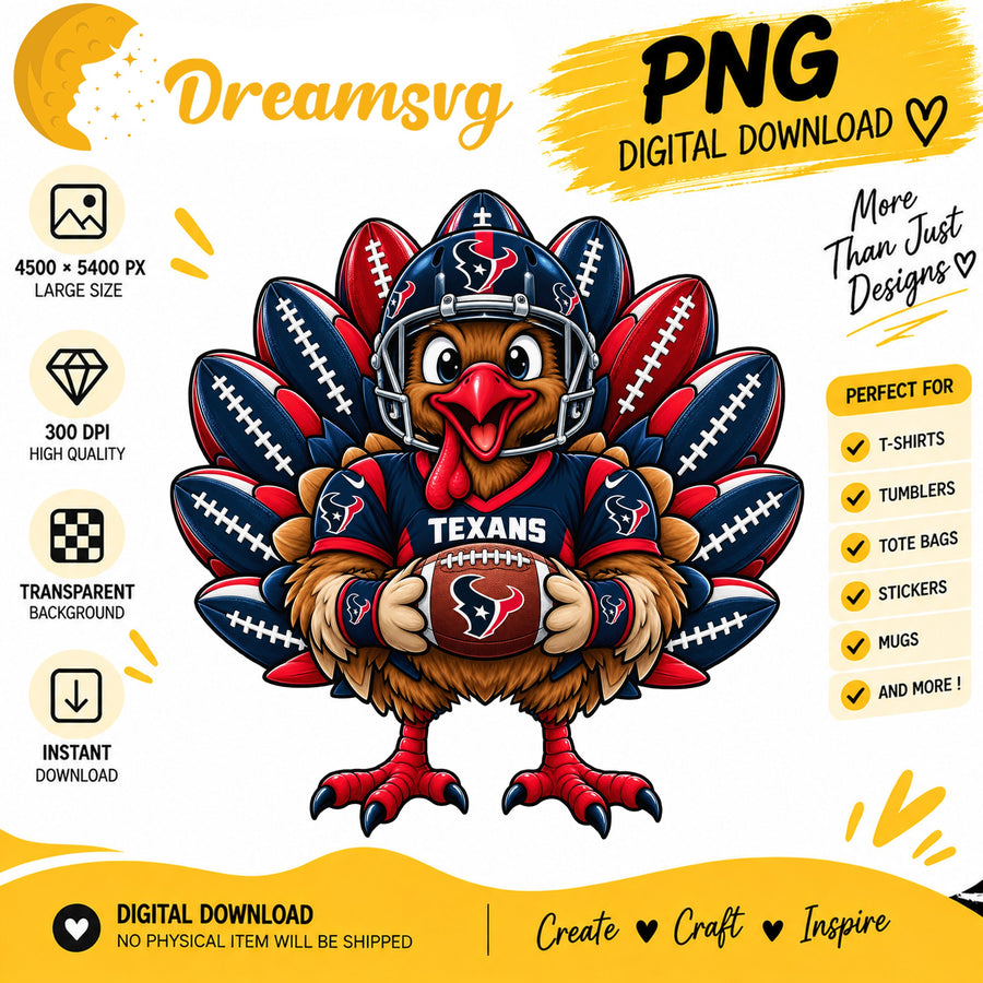 Houston Texans Turkey Thanksgiving Football Fan PNG