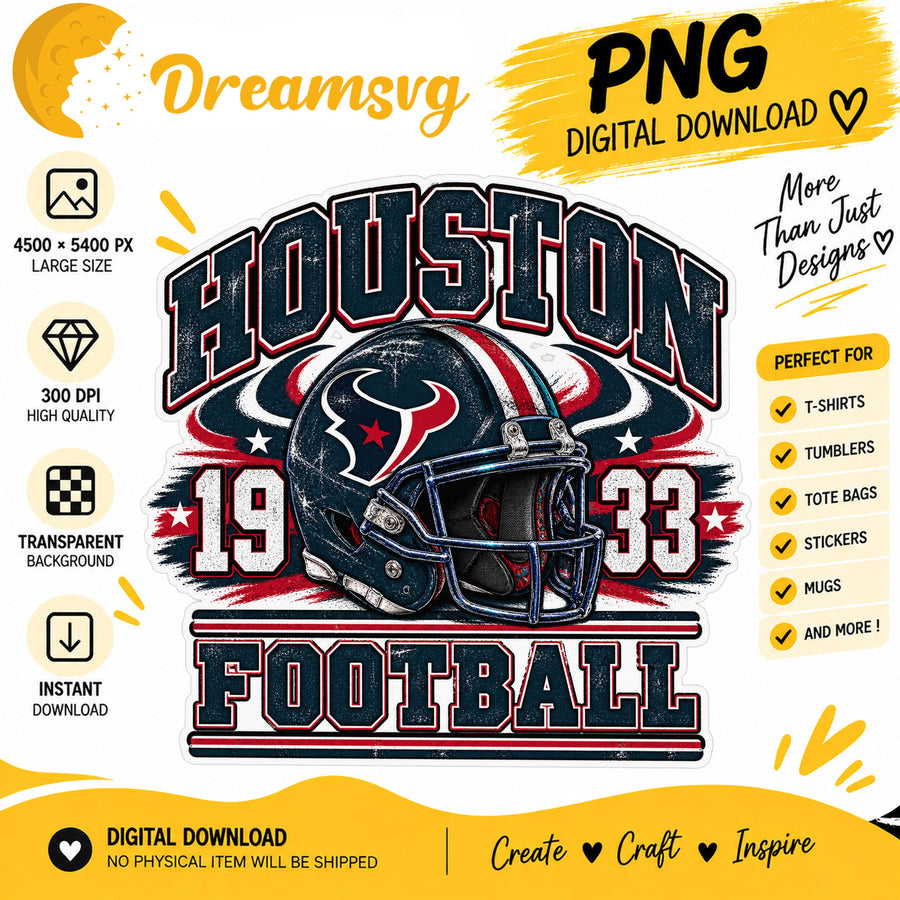 Houston Texans Vintage Grunge Football Helmet 1933 PNG