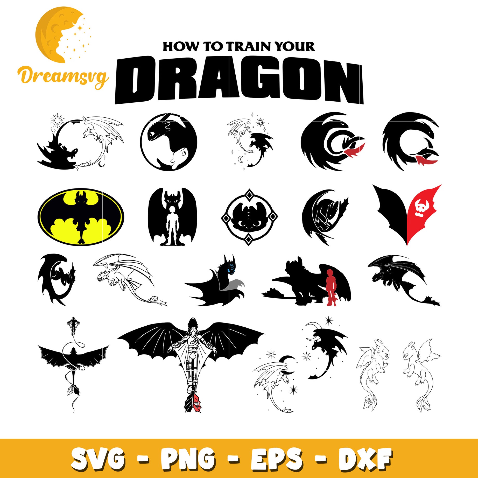 How to train your dragon bundle svg, night fury and light fury svg