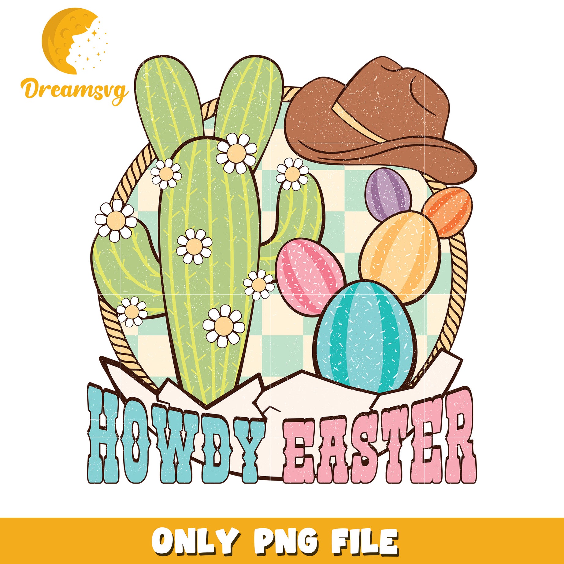 Howdy Easter Cactus Party PNG Graphic for Celebrations