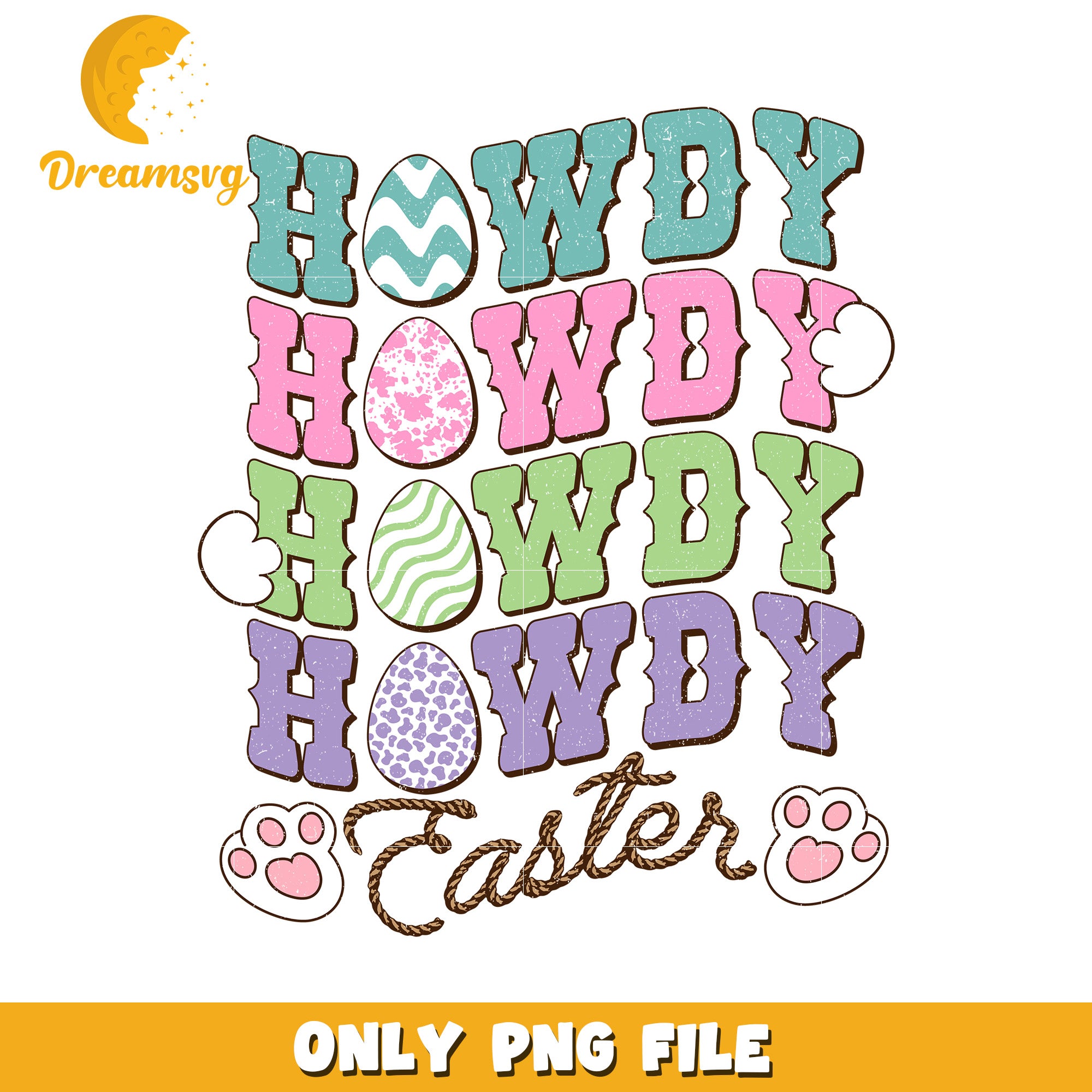 Howdy Easter Colorful Eggs PNG Graphic Design Art