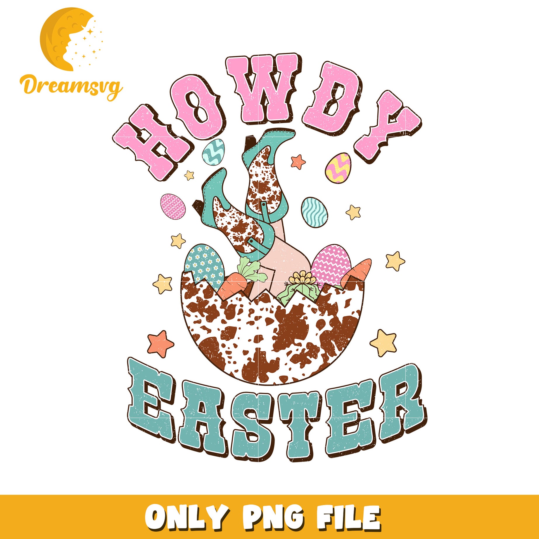 Howdy Easter Fun Colorful Design PNG for Spring Celebrations