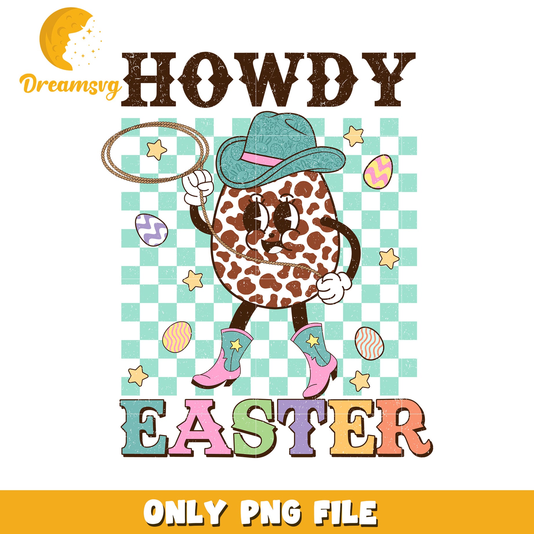 Howdy Easter Funny Cowboy Egg PNG Graphic for Celebrations