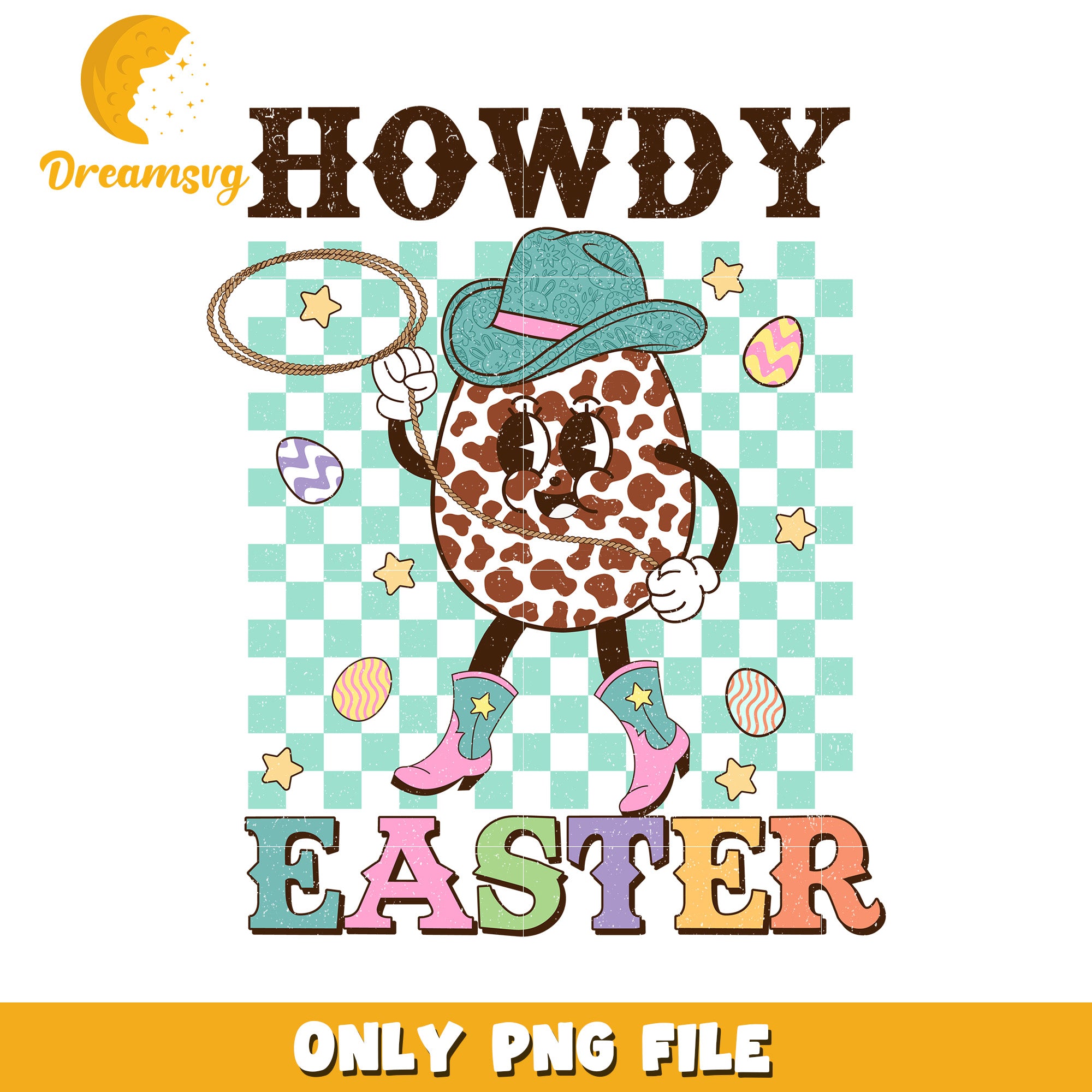 Howdy Easter Funny Cowboy Egg PNG Graphic for Celebrations