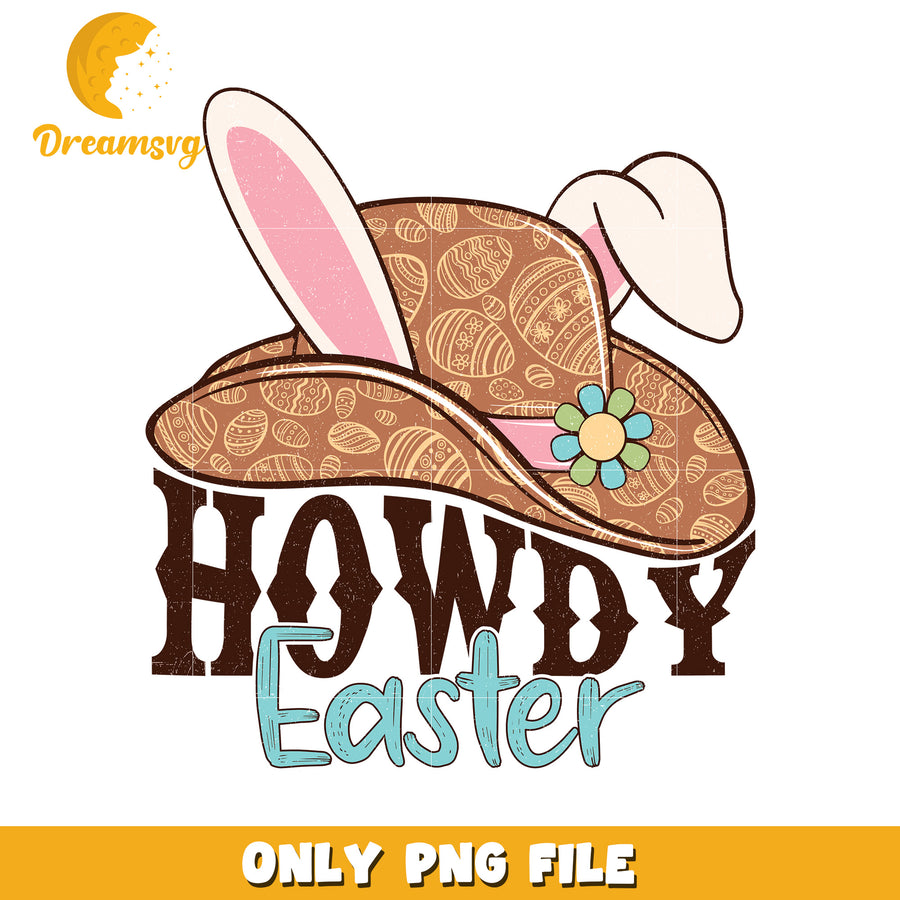 Howdy Easter Rabbit Hat Design PNG for Spring Decor