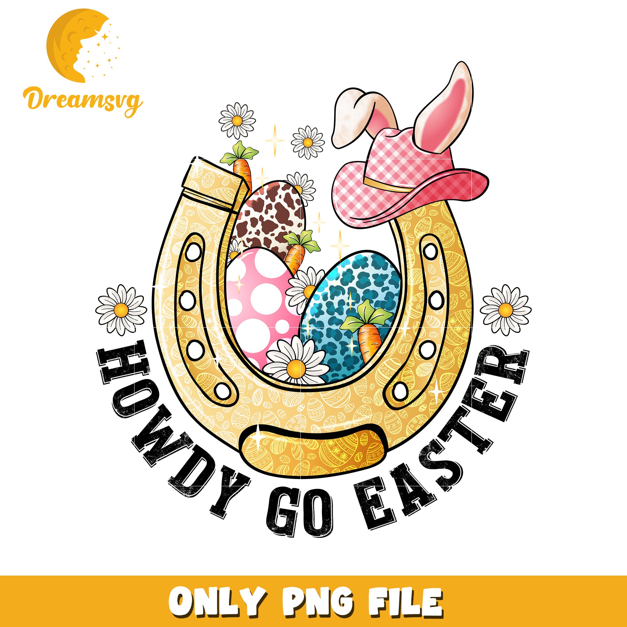 Howdy Go Easter Festive Horseshoe PNG Design for Spring