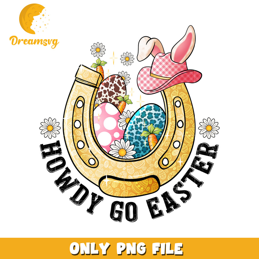 Howdy Go Easter Festive Horseshoe PNG Design for Spring