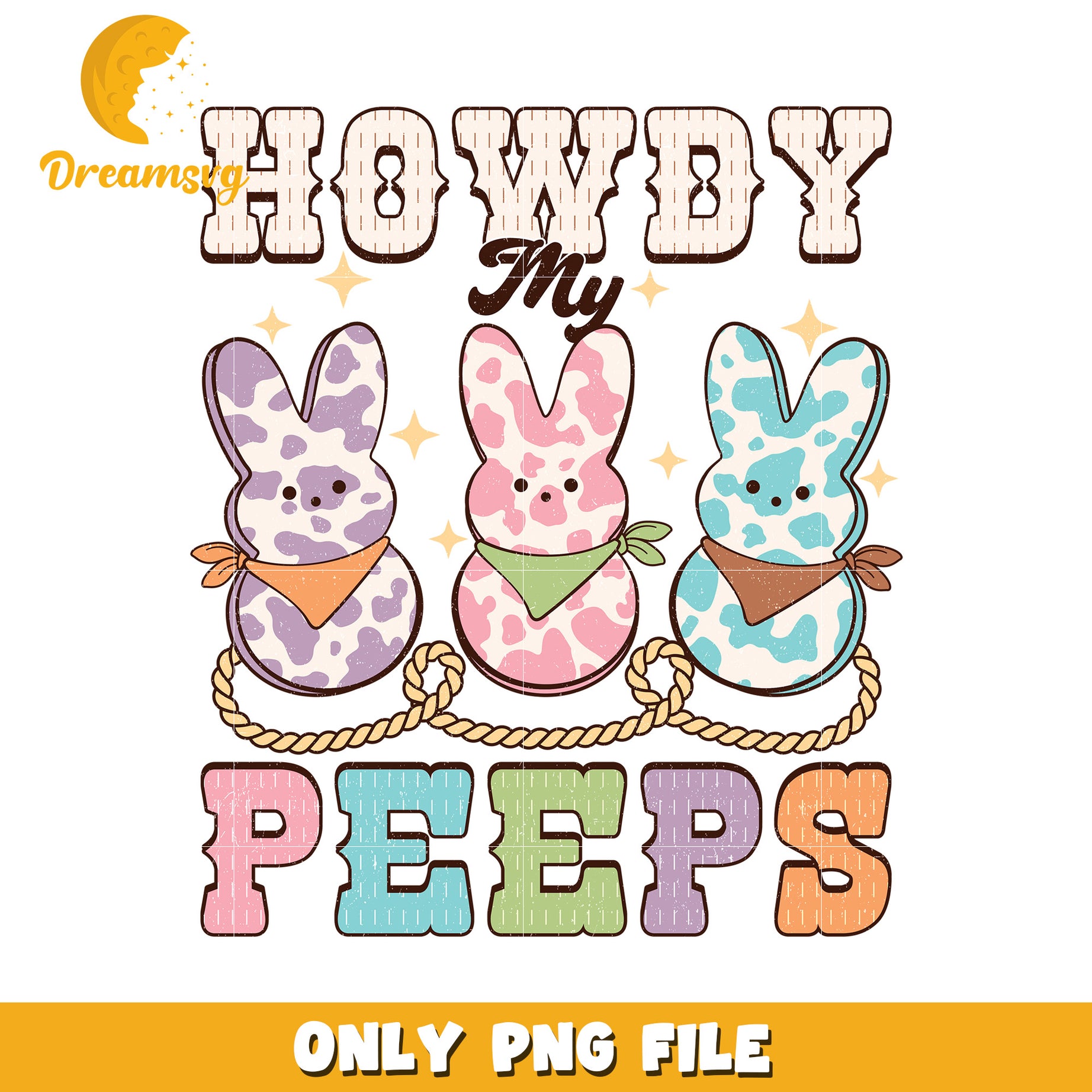 Howdy My Peeps Festive Bunny PNG Graphic for Spring Fun