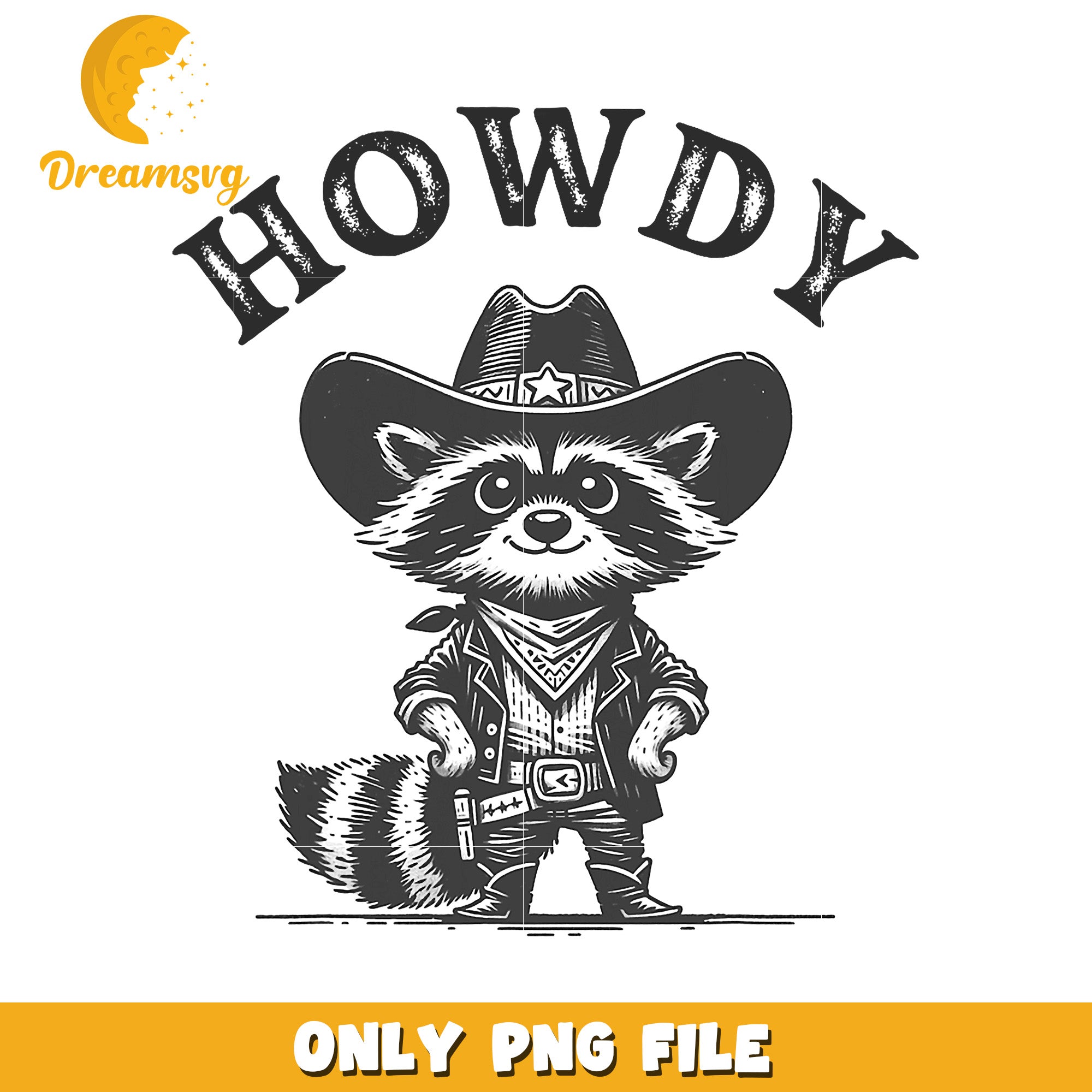 Howdy Raccoon Cowboy PNG Graphic