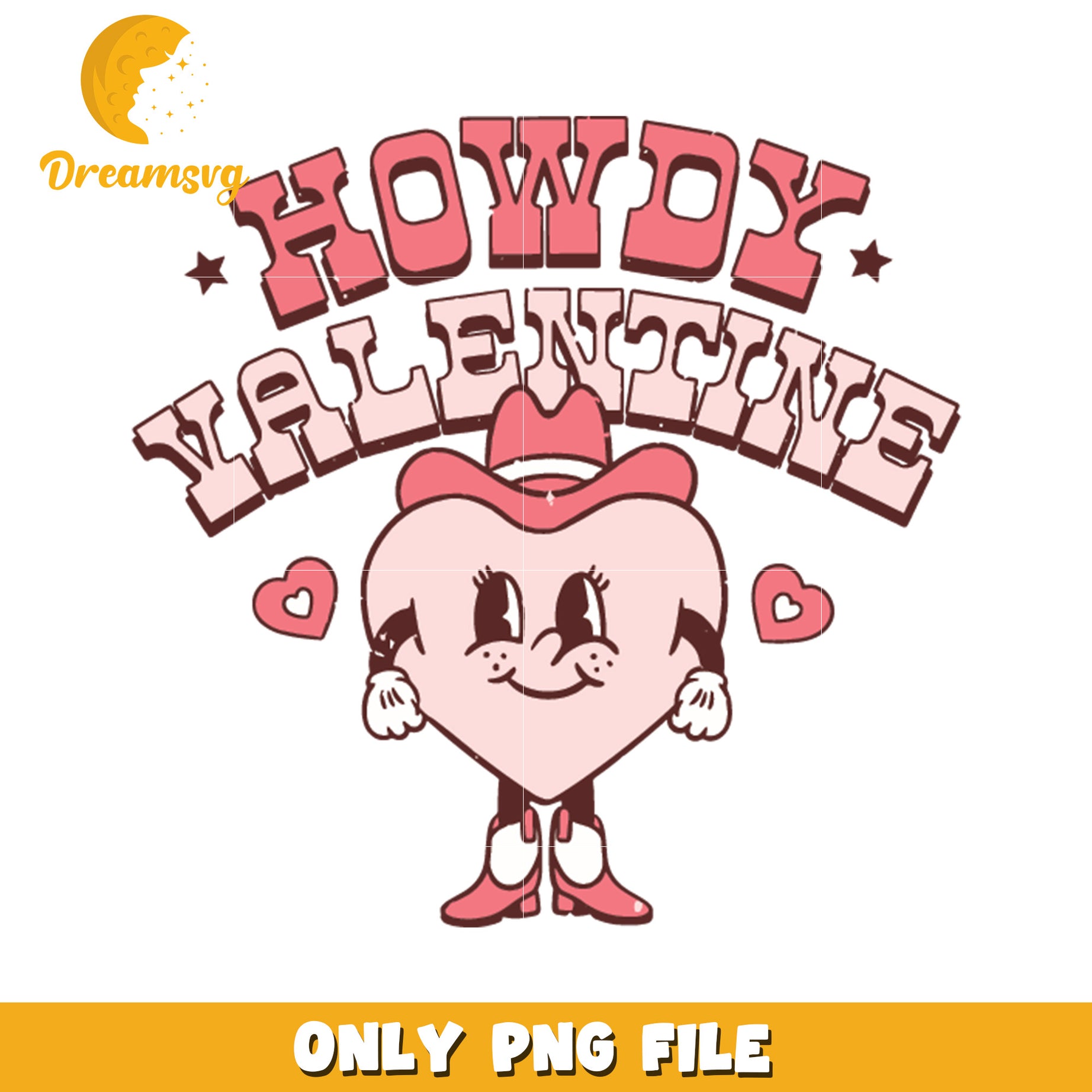 Howdy Valentine Heart Character PNG Design File