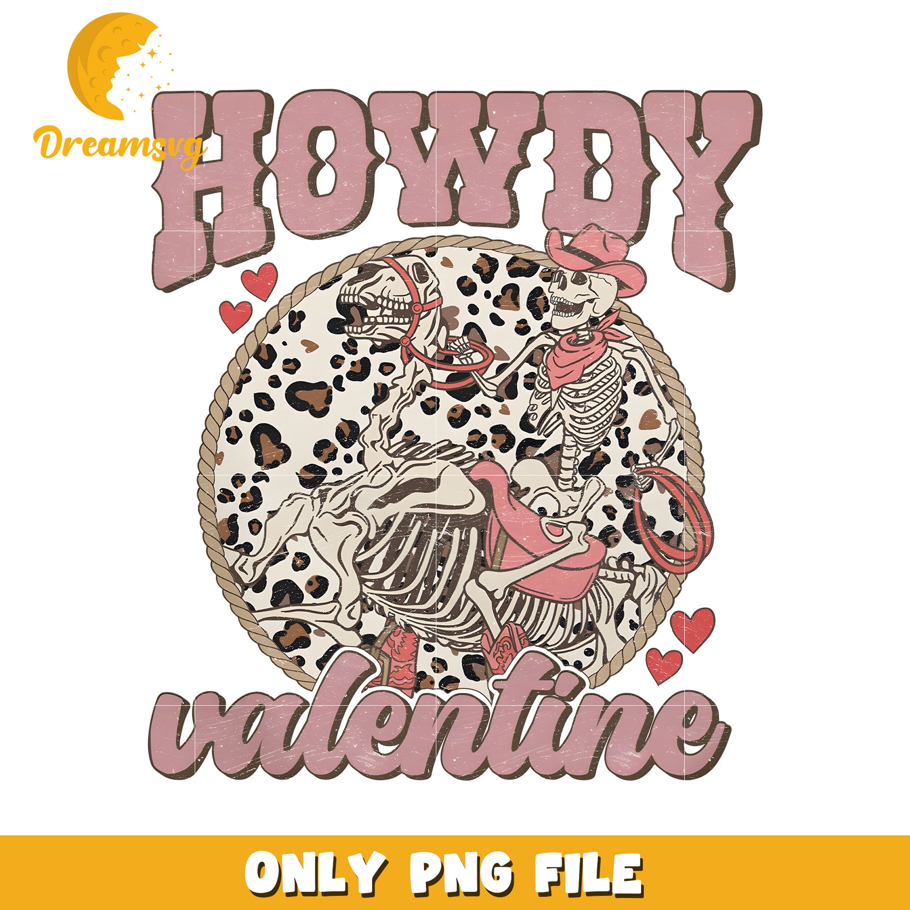 Howdy Valentine Skeleton Cowboy PNG