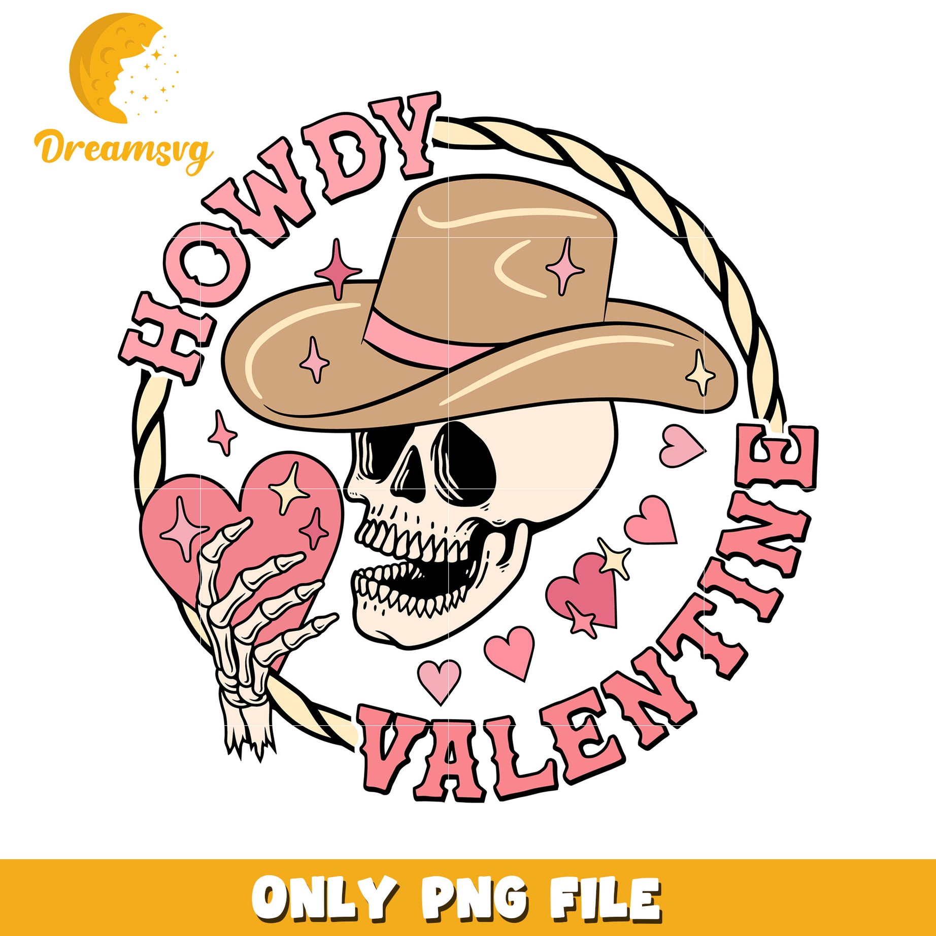 Howdy Valentine Skull PNG