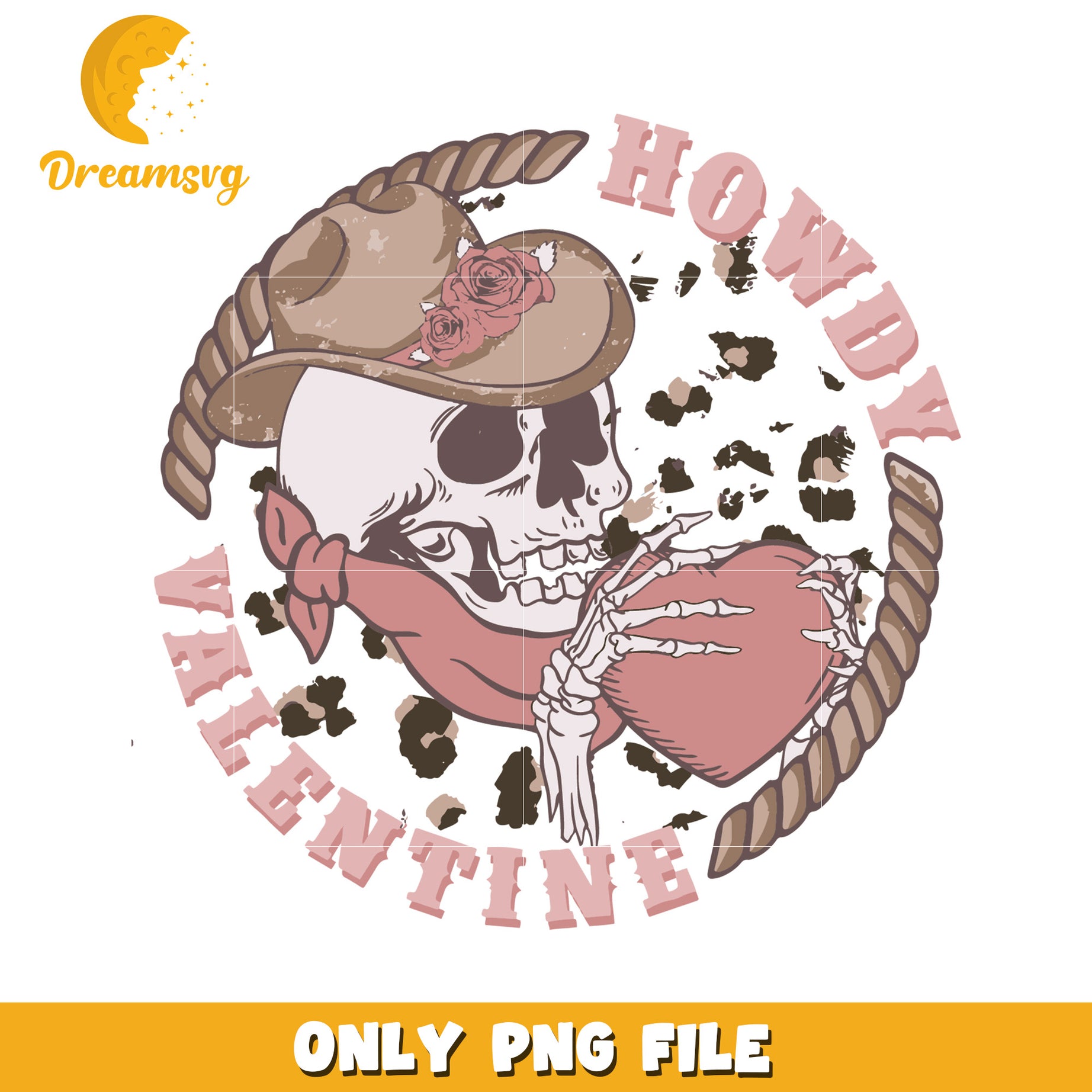 Howdy Valentine Skull PNG Design