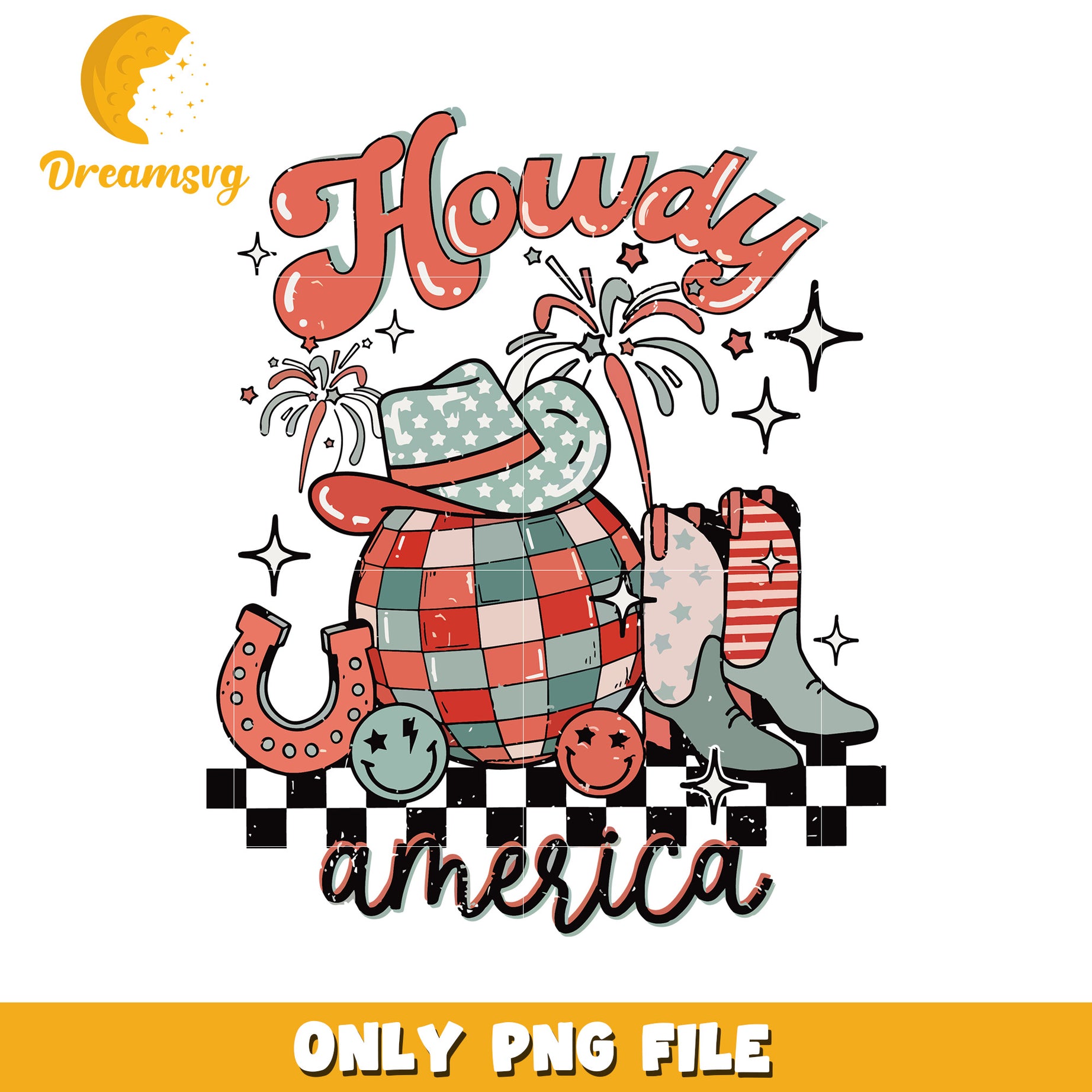 Howdy america png, friendly greeting png, patriotic hello png