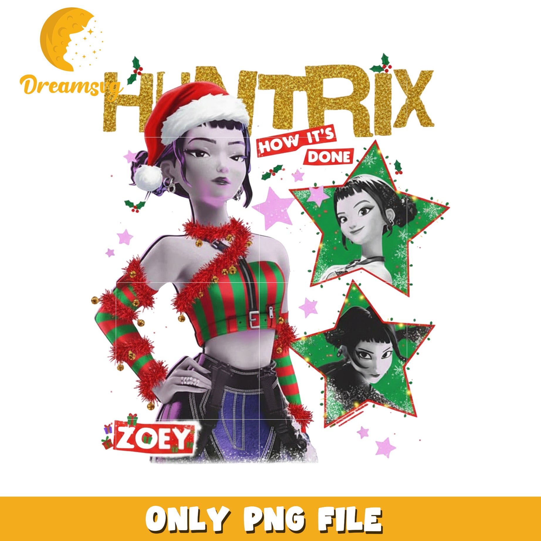 How it's done zoey png, christmas music​ png, huntrix and saja png