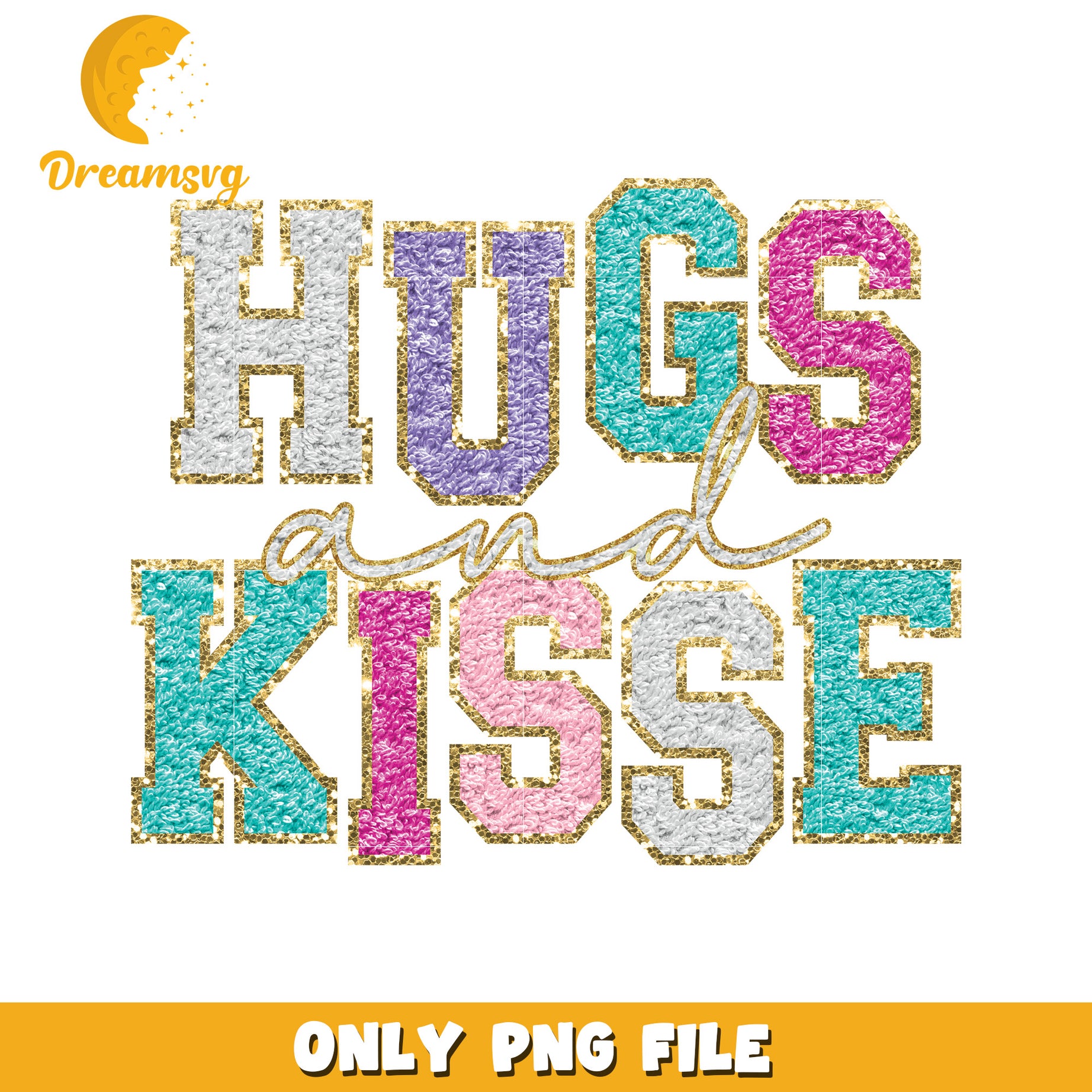 Hugs Kisses Glitter PNG Design