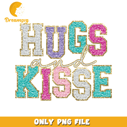 Hugs Kisses Glitter PNG Design
