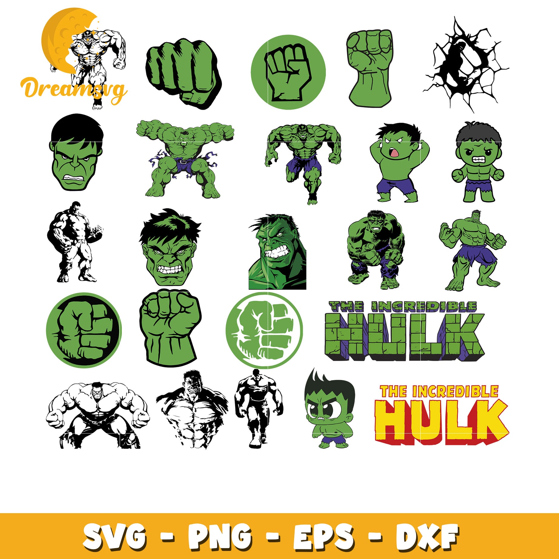 The incredible hulk bundle svg, hulk avenger character svg