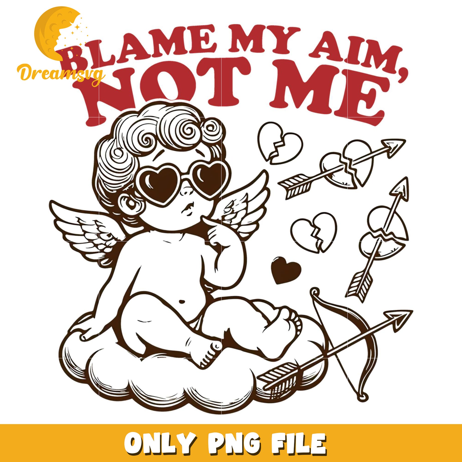 Humor valentine png, blame my aim not me png, funny cupid png