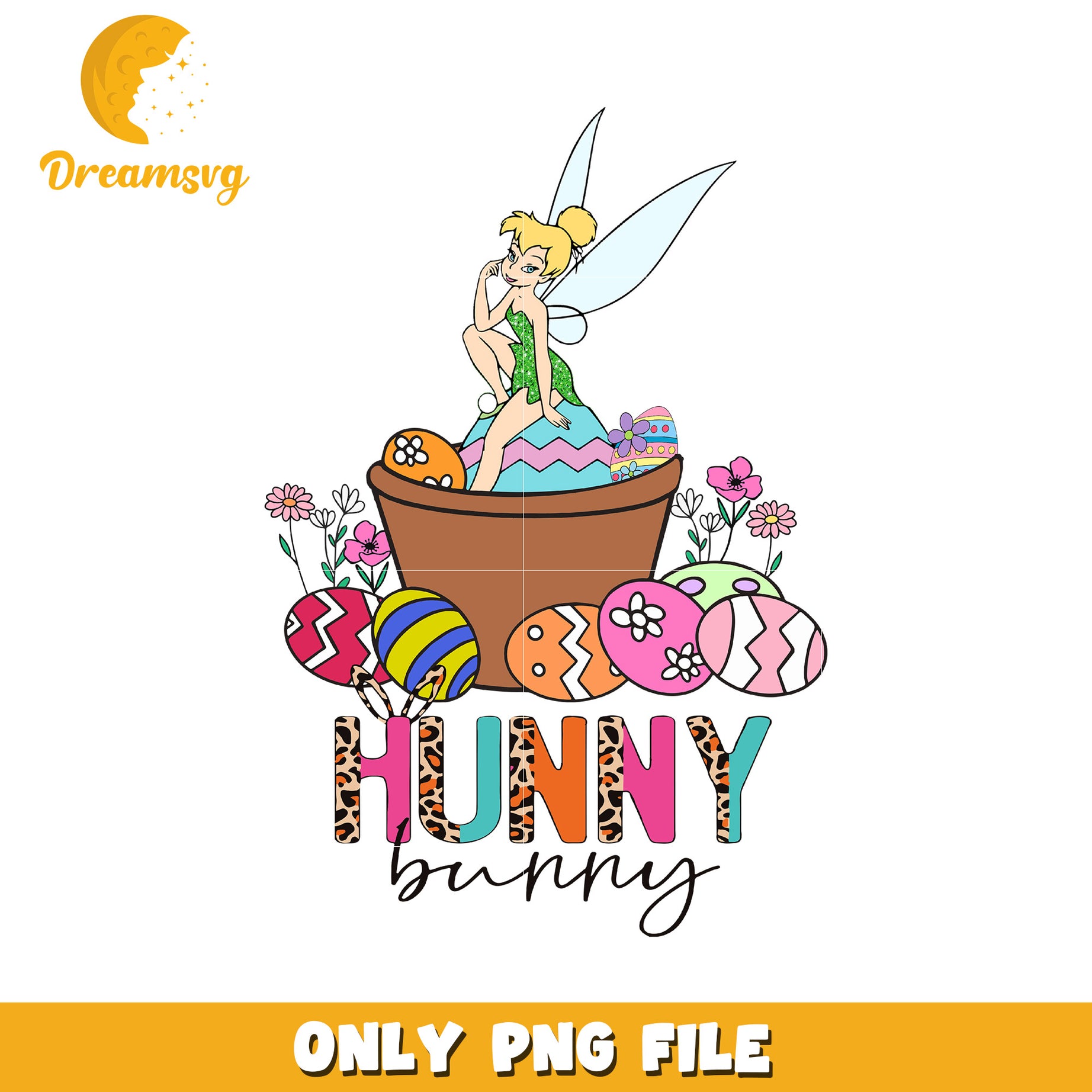 Hunny Bunny Easter Fairy Design Colorful PNG Image