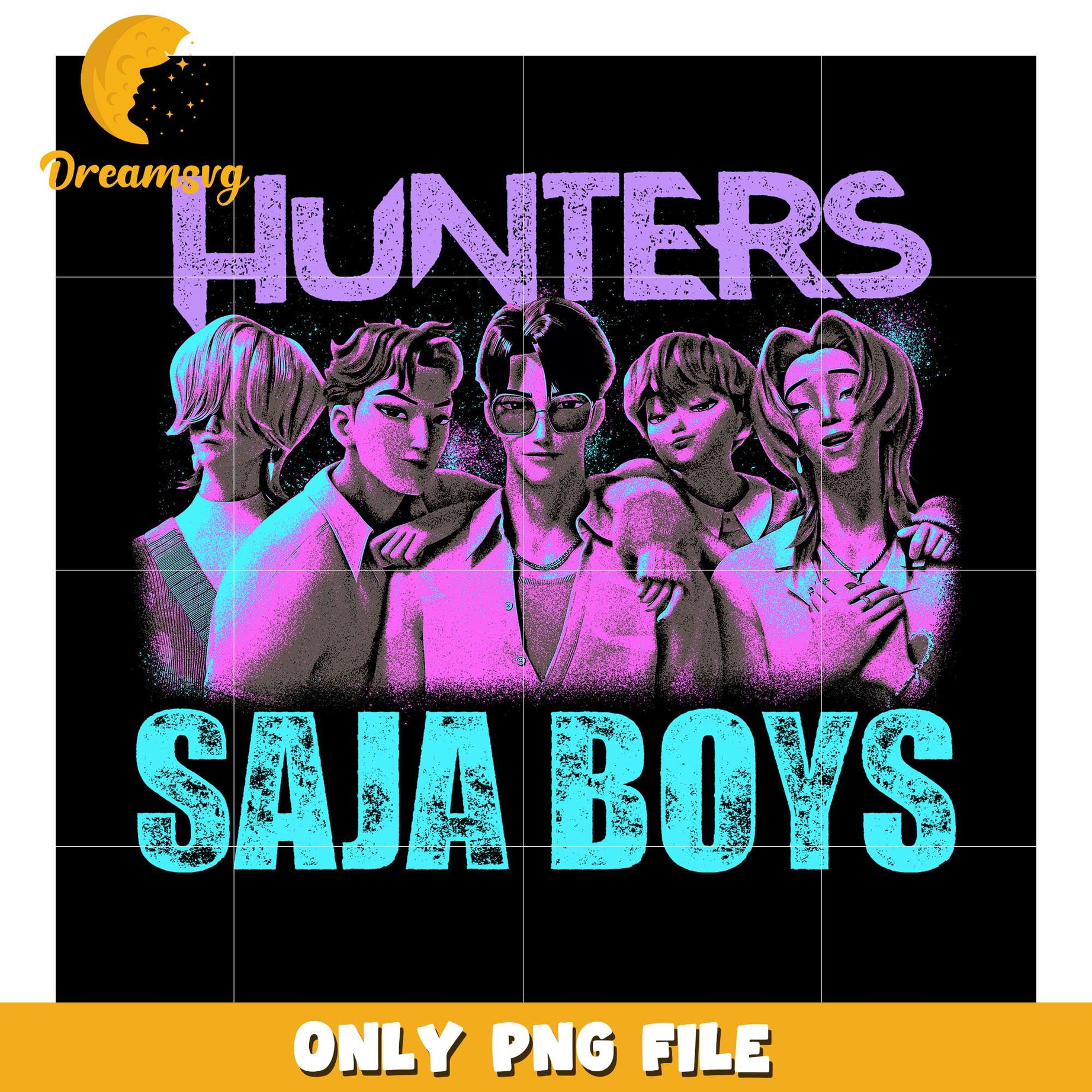 Hunters saja boys png, cartoon fighter png, kpop hero team png