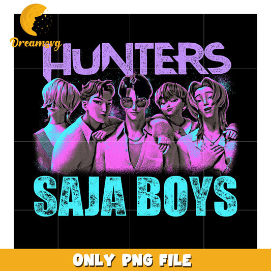 Hunters saja boys png, cartoon fighter png, kpop hero team png