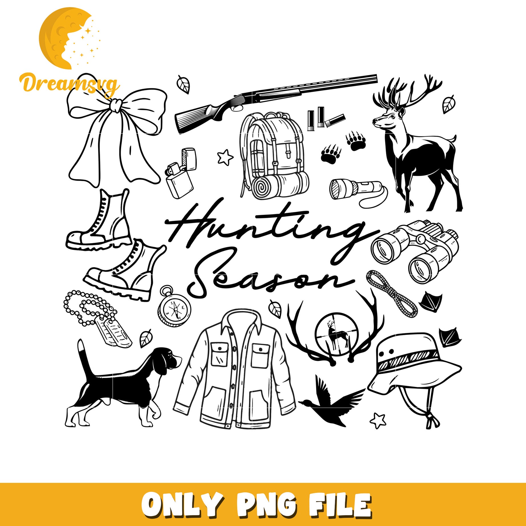 Hunting bow png, white christmas​​​ png, cartoon​ png