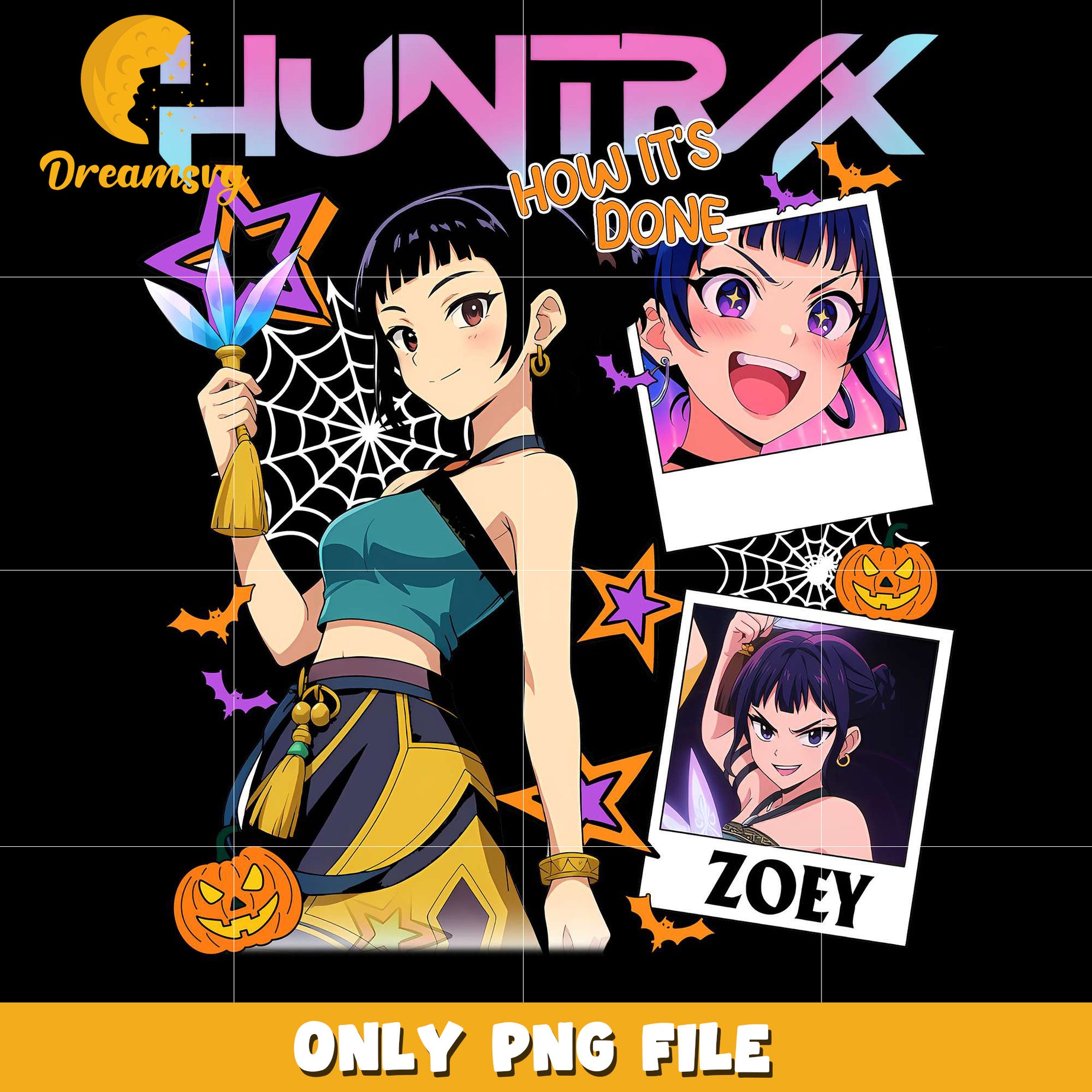 Huntrix ZOEY Halloween png, kpop demon hunters png, spirit halloween​​ png