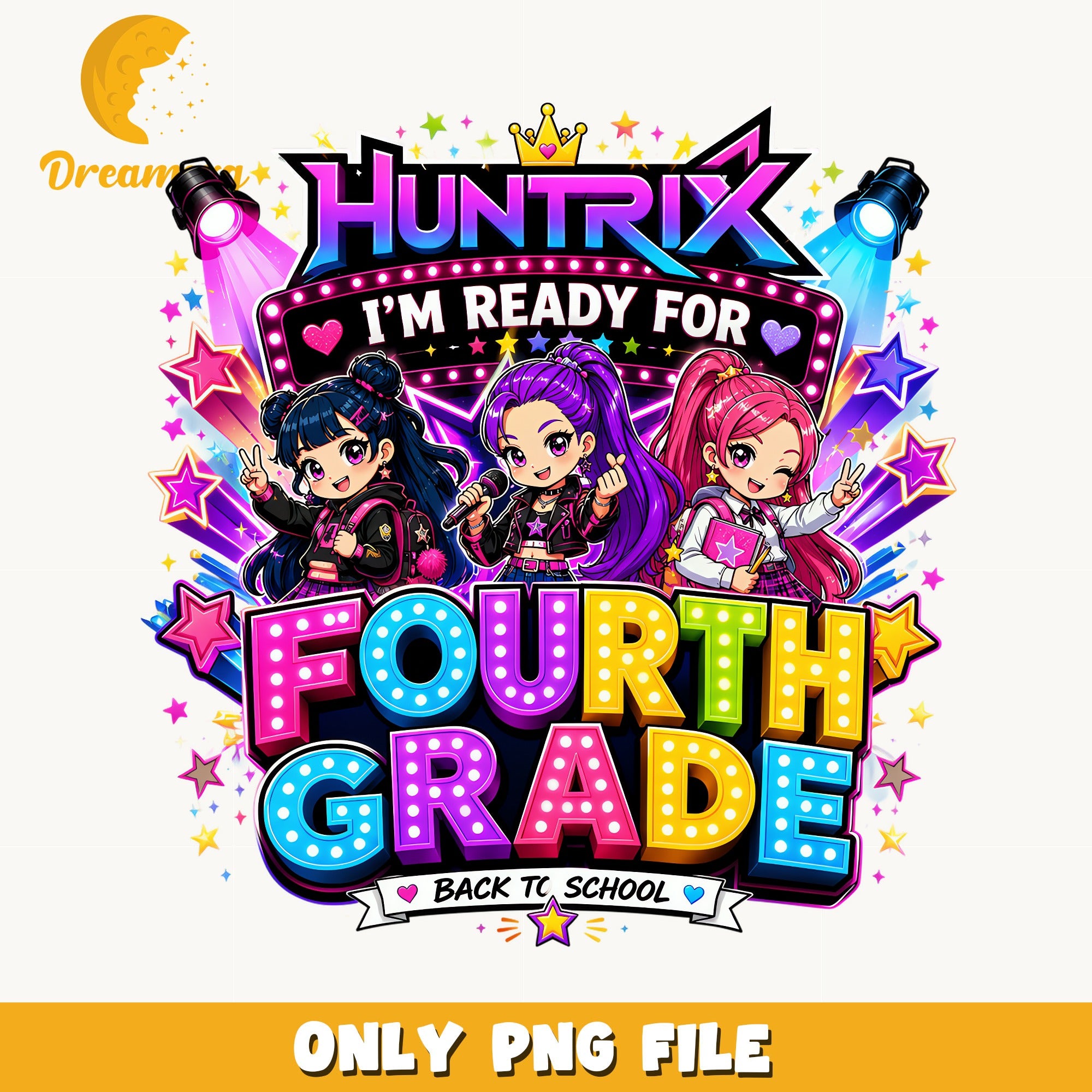 Huntrix Fourth Grade PNG, Back To School PNG, Girls PNG