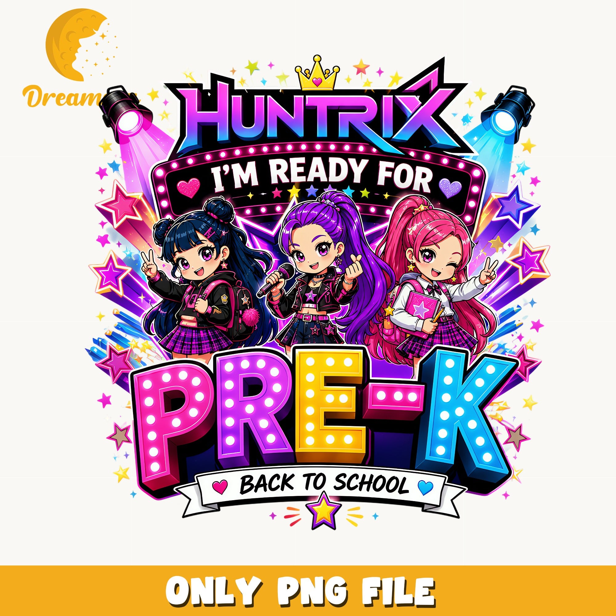 Huntrix Pre-K Back To School PNG, Ready For PreK PNG, Girls PNG