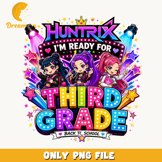 Huntrix Third Grade Back To School PNG, Girls Rock PNG, 3rd Grade PNG