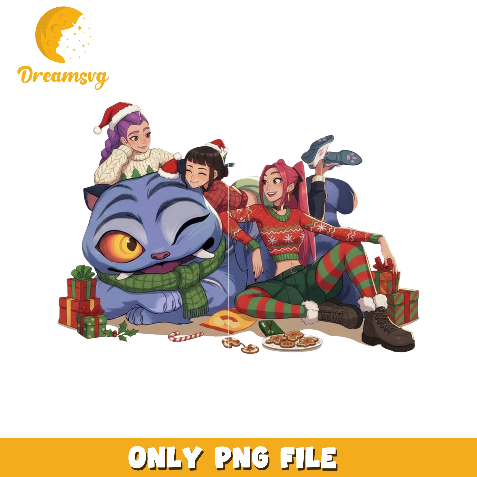 Huntrix and derpy png, christmas decor​ png, christmas background​​ png